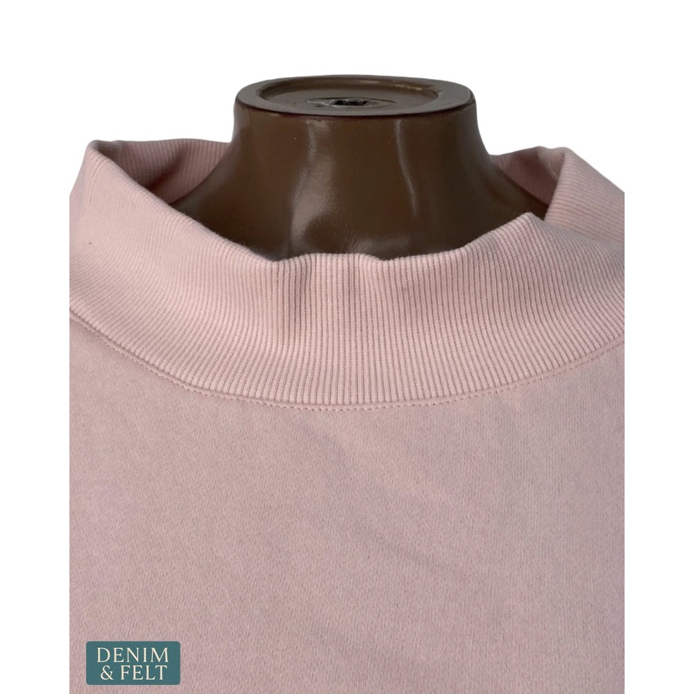 NEW Parke Varsity Mockneck Rose White Fleece Sweatshirt L/XL Oversized Pullover - Picture 8 of 15